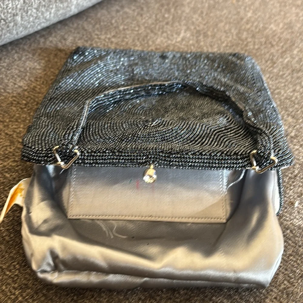 Vintage Debbie‎ 60s Bag Black Hand Made Beaded  Purse Elegant Black